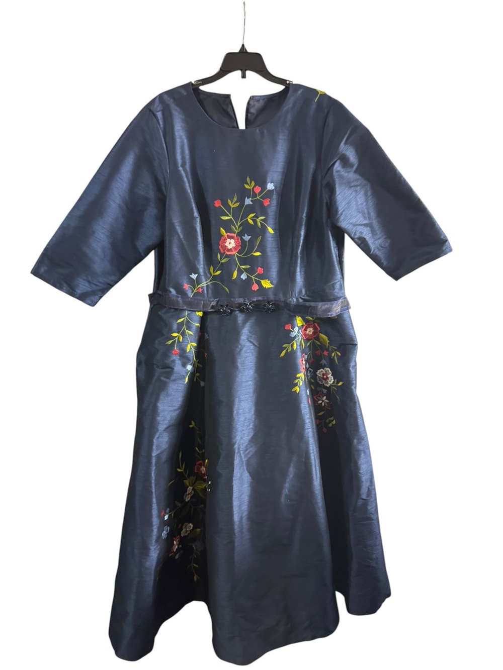 Navy Floral Embroidered' Dress
